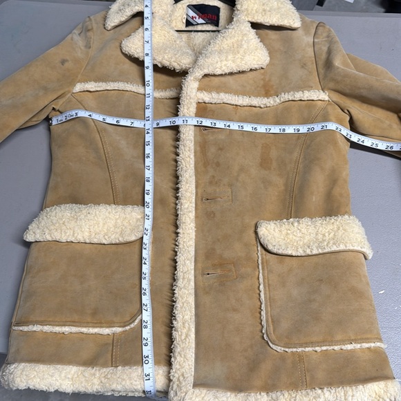 Vintage 70s Rancher Coat Mens Size medium Brown Faux Suede Shearling Ranch - Picture 8 of 8